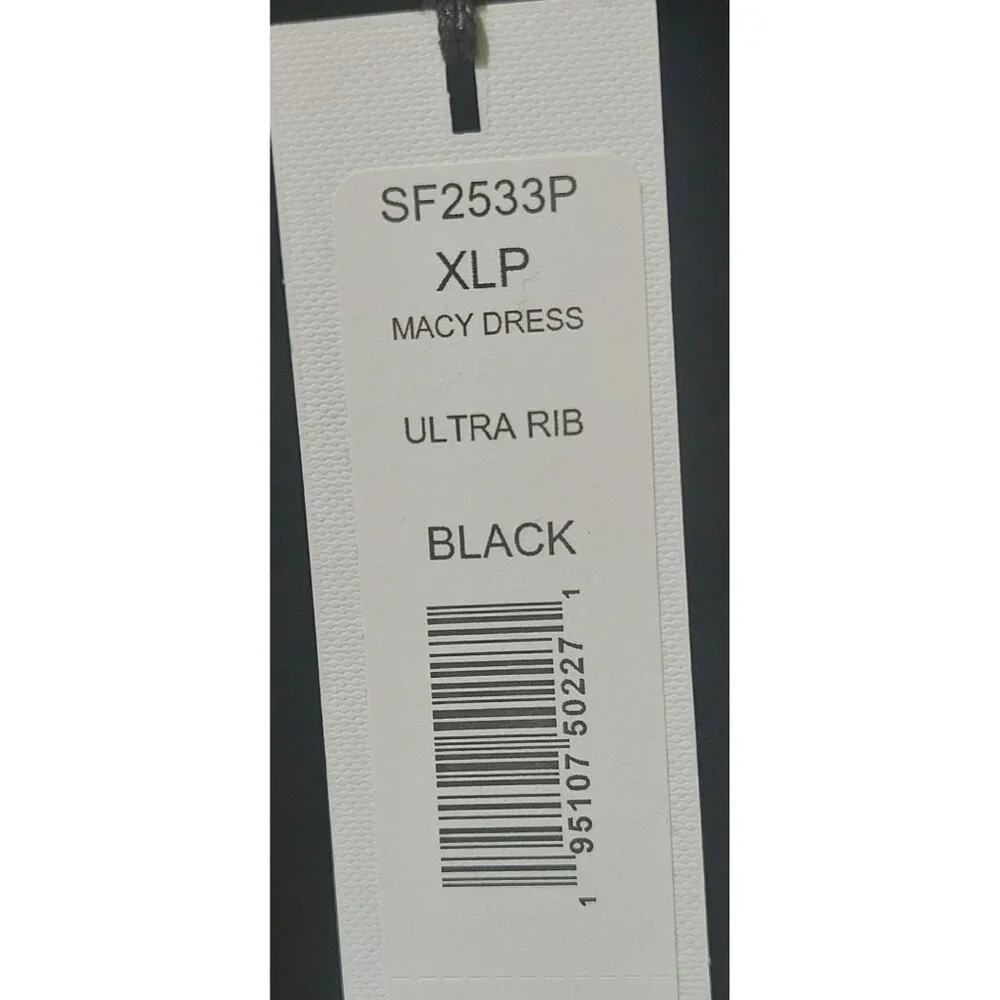 NWT Michael Stars Macy Dress XLP Ultra Rib Black Sleeveless Mock Neck W/ Ruching - Picture 7 of 7